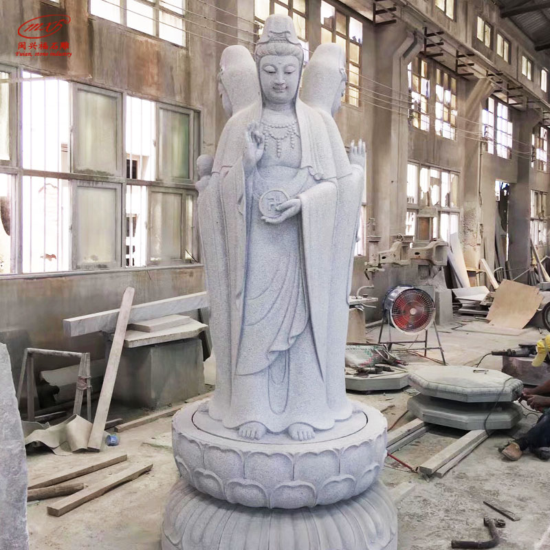 石雕佛像摆件厂家汉白玉文殊普贤菩萨佛像滴水观音三面观音神像