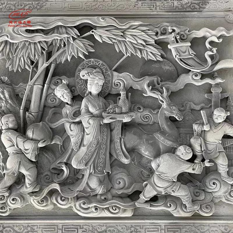 大理石古代人物花草造型雕刻象征性石雕壁画照壁墙庭院摆件MXFSD-FD732 | 福建惠安石雕工艺厂-闽兴福石业