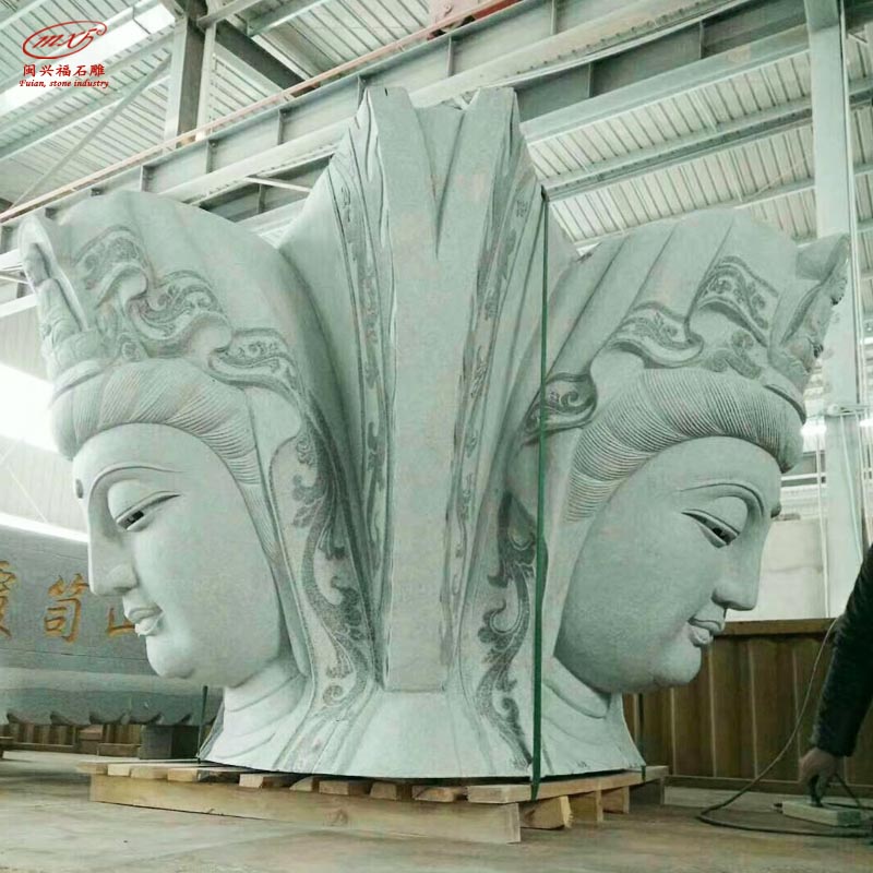 宗教寺庙站像三世佛雕像送子观音雕塑汉白玉滴水佛像装饰MXFSD-FX854 