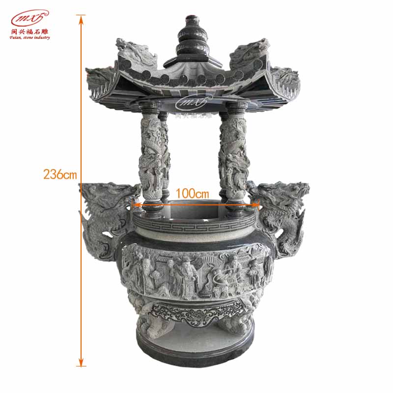 祠堂寺庙圆形大理石香炉传统古建供奉烧香炉具双龙青石香炉带盖 祠堂寺庙圆形大理石香炉传统古建供奉烧香炉具双龙青石香炉带盖