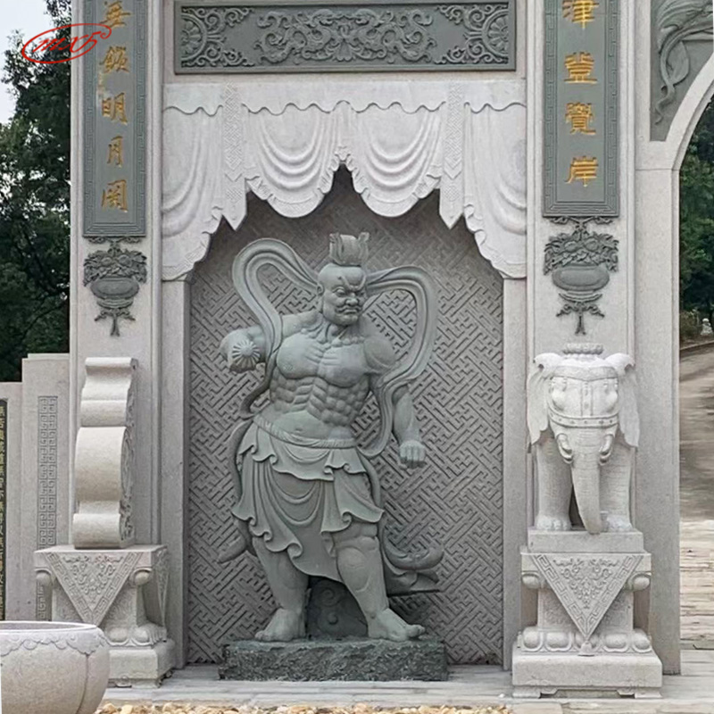 大型石雕哼哈二将雕塑像青石金刚左右护法雕刻寺庙古建佛像摆件MXFSD 