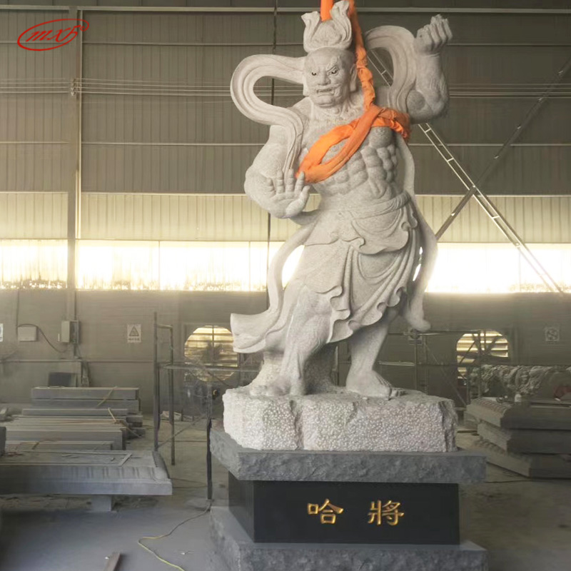 大型石雕哼哈二将雕塑像青石金刚左右护法雕刻寺庙古建佛像摆件