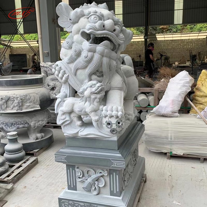 做旧石雕石狮子 看门大理石石狮子 寺庙景区门口摆放石雕石狮MXFSD-DW2413 | 福建惠安石雕工艺厂-闽兴福石业