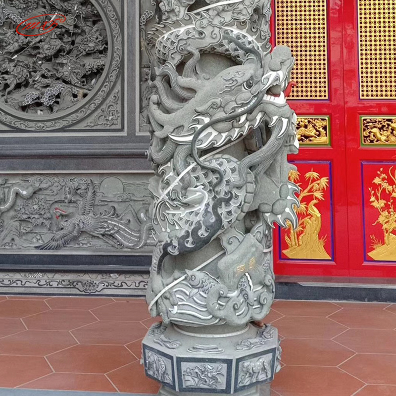 石雕龙柱大理石盘龙柱华表广场文化柱生肖石柱门柱寺院青石双龙柱-Taobao Singapore