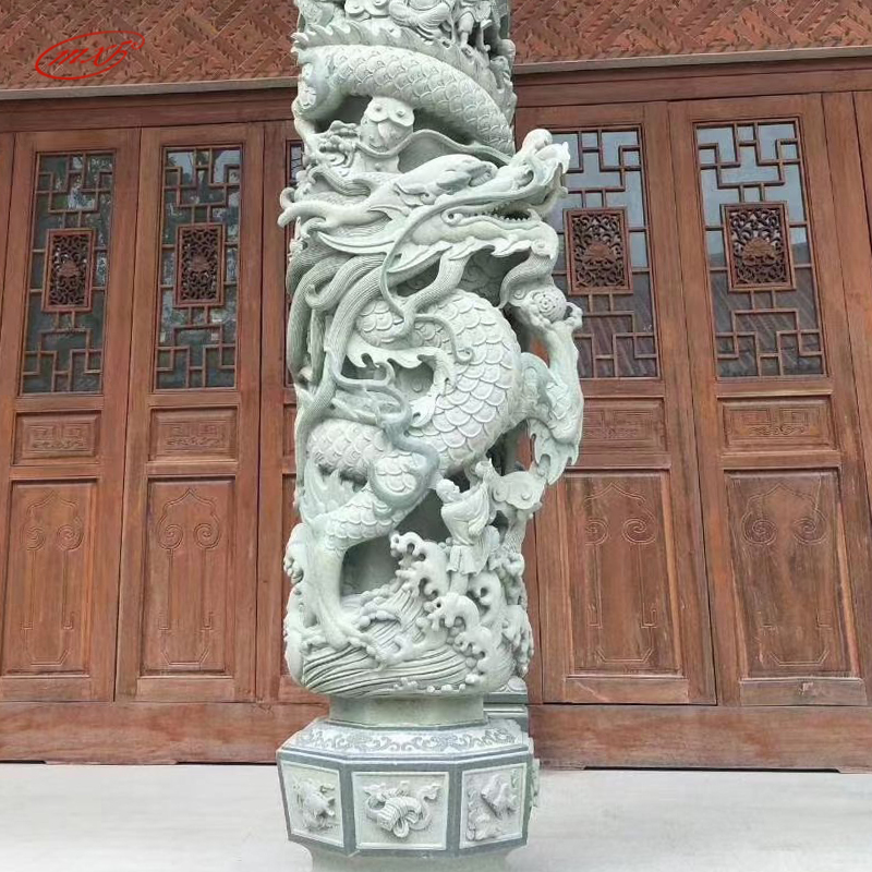 石雕龙柱大理石盘龙柱华表广场文化柱生肖石柱门柱寺院青石双龙柱-Taobao Singapore