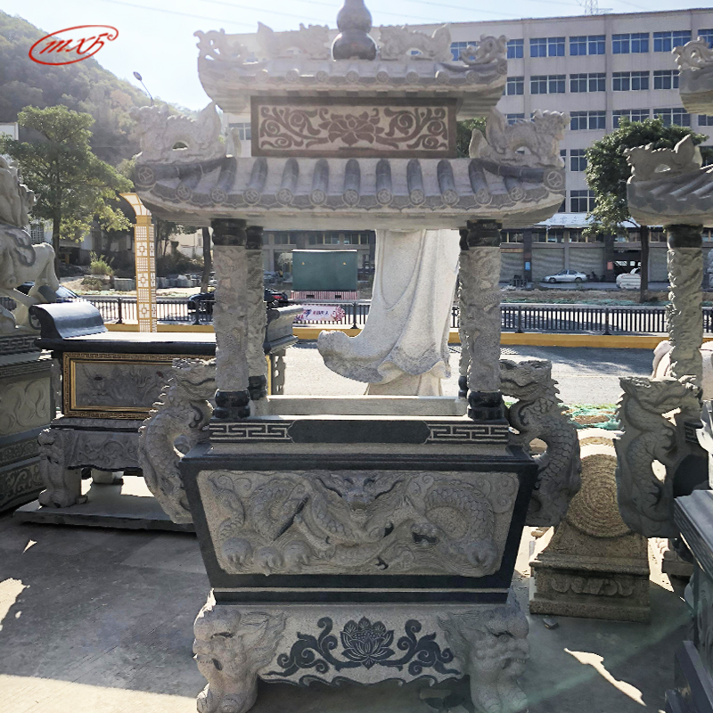 祠堂用品石头香炉寺庙大殿门前长方形双龙石雕香炉有盖定制MXFSD 祠堂用品石头香炉寺庙大殿门前长方形双龙石雕香炉有盖定制MXFSD